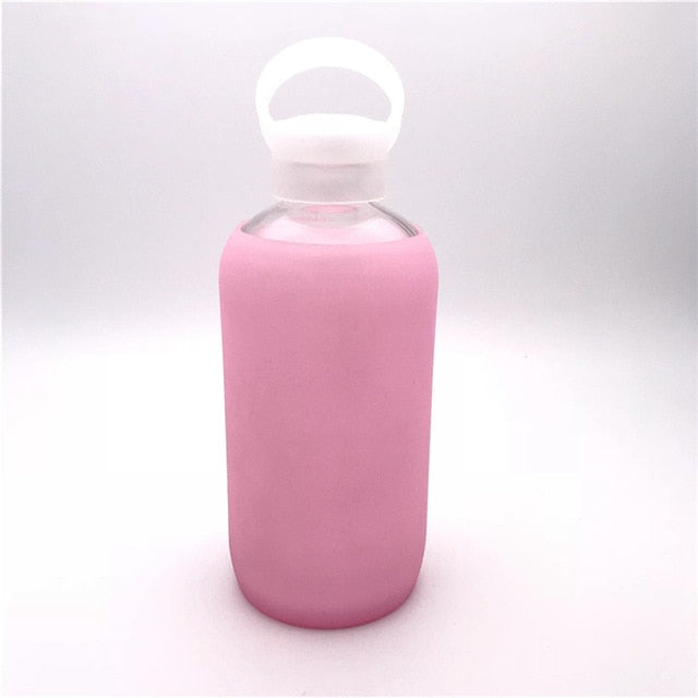 500mL Glass Water Bottle with Protective Silicon Case