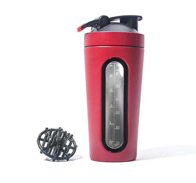 700ml/28OZ Stainless Steel Protein Shaker with Mixing Ball BPA Free Water Bottle Leakproof